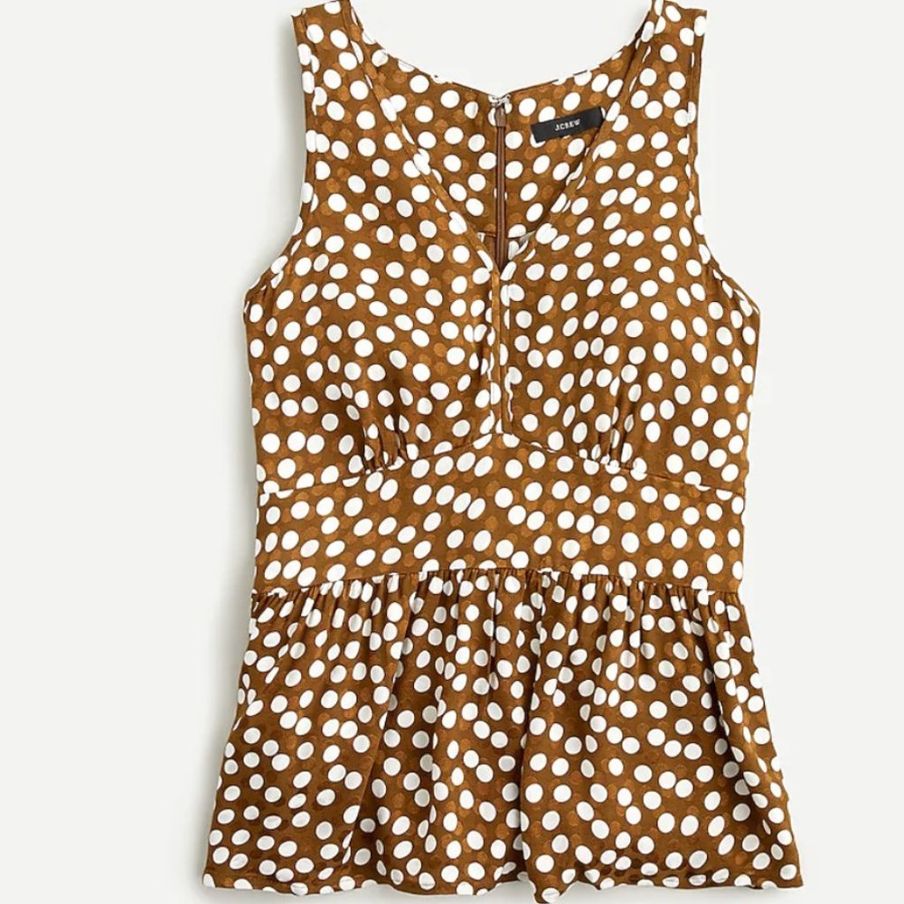 J. Crew V-neck peplum top in jacquard dot NWT